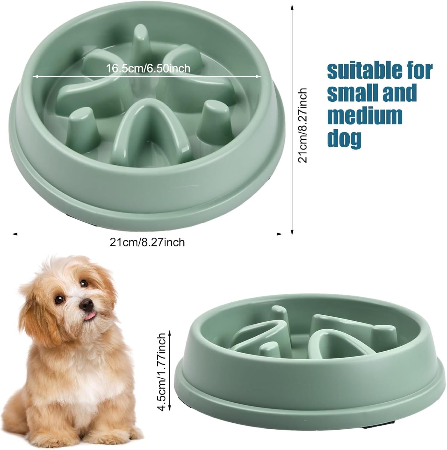 Pack of 2 Anti-Sling Dog Bowls, Anti-Slinging Bowl for Dogs, Slow Feeding for Small and Medium Pets, Interactive Bowl for Slow Feeder and Cat image number 6