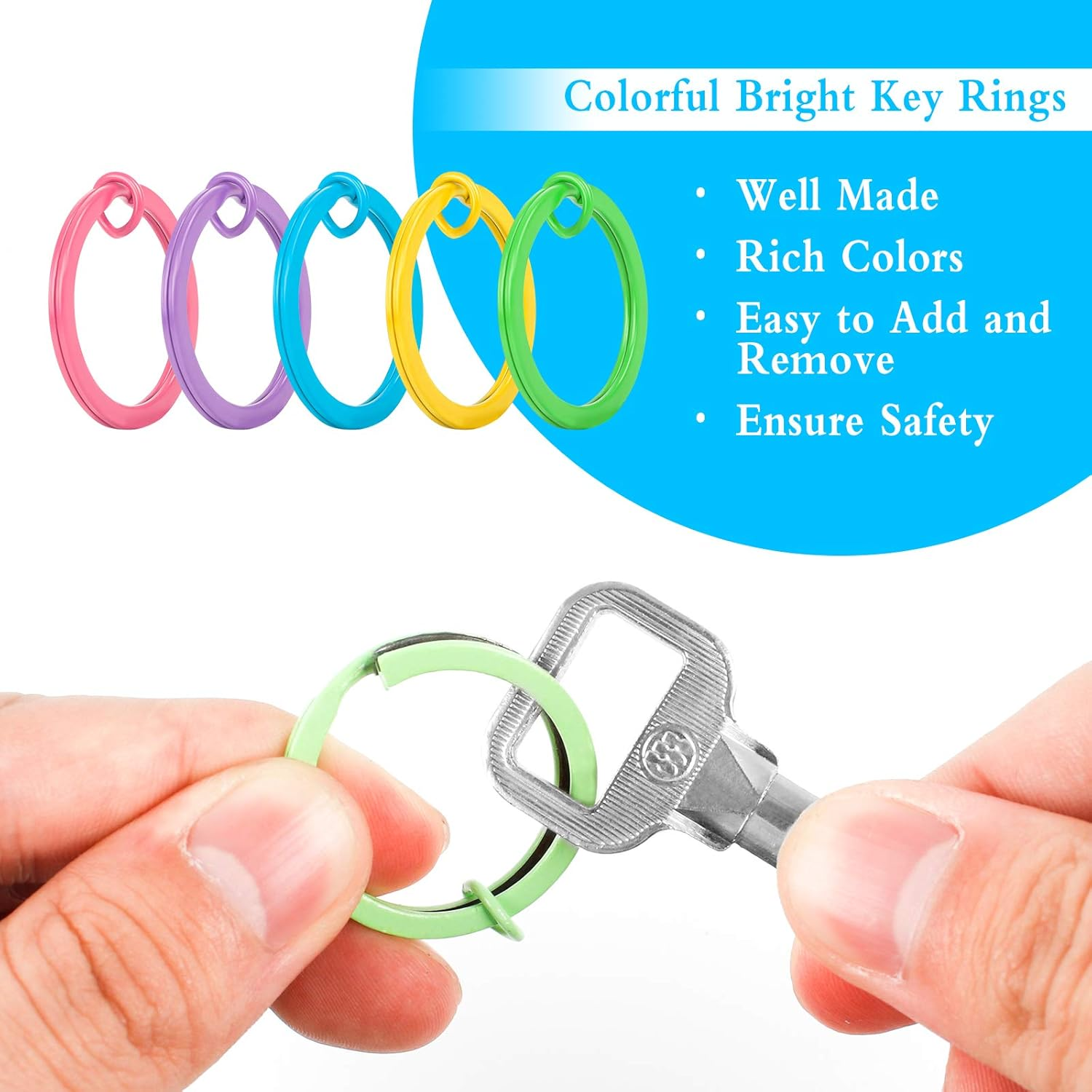 Flat Split Key Rings 100 PCS Metal Colorful Paint Split Keychain Rings 30Mm Flat Split Rings Keyring Making Kit for Home Car Keys Attachment DIY Crafts Decorations (Random Color) image number 2
