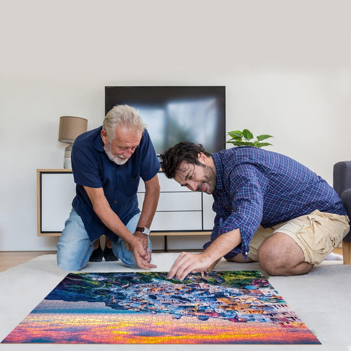 HUADADA Jigsaw Puzzles for Adults 1000 Pieces, Puzzles for Adults 1000 Piece, Challenging Game Toys, Impossible Puzzle, Family Decoration Puzzle - Santorini Island image number 4