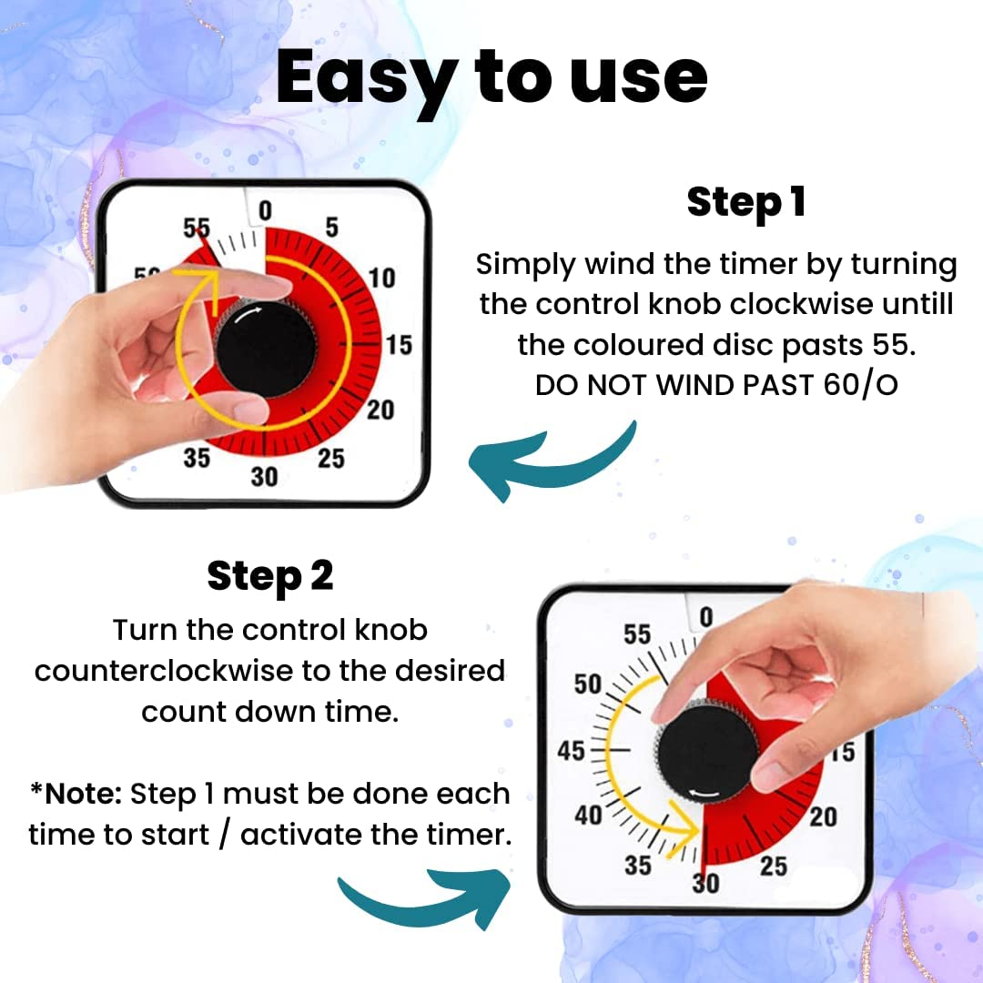 60-Minute Visual Countdown Timer for Kids and Adults, Classroom Time Management Clock (Large, Black) image number 7