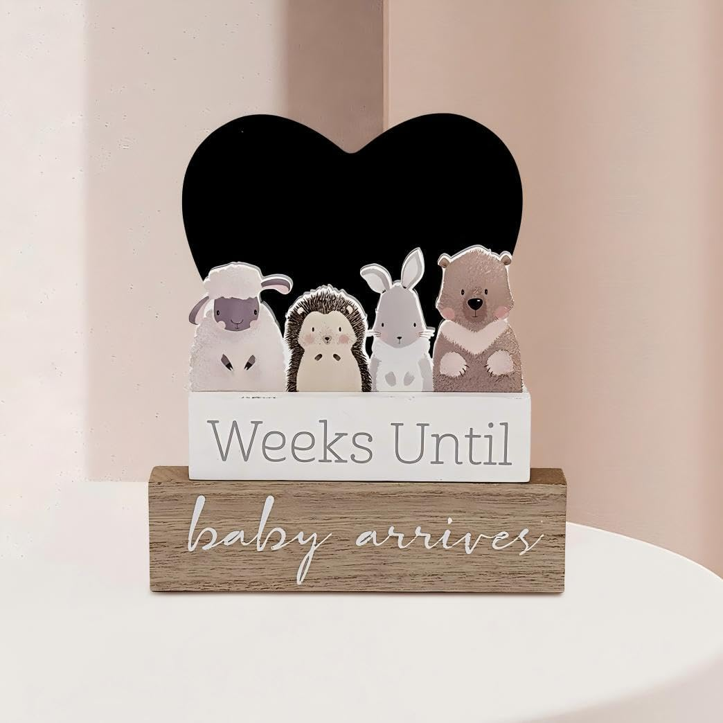 Pregnancy Baby Countdown Decor with Elephant & Chalkboard - Wooden Pregnancy Gifts, Pregnant Nursery Gift with Oil Diffuser