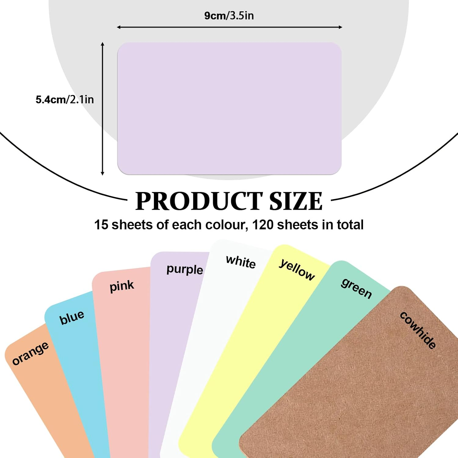 Yitexin 120Pcs Small Blank Paper Message Note Business Cards, 3.5X2'' Mini Index Cards for Gift, 8 Colors Blank Vocabulary Word Flash Study Cards Double Sided, Colored Notecards Unlined - 120Pcs image number 4