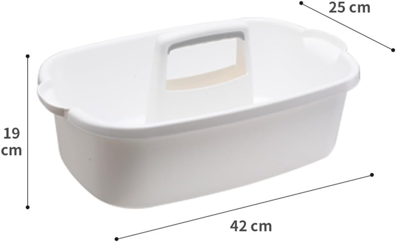 TOMVAES Plastic Storage Box with Handle, Cleaning Supply Containers, Bathroom Clear Bins for Cupboard Kitchen & Home Organisation (White) image number 4