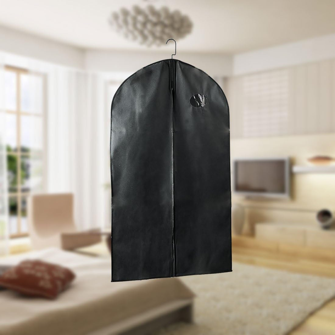Ruilogod Breathable -Proof Garment Bag,Environmental Zipper Suit Covers, 40" Foldable Suit Carriers with Clear Window for Luggage, Dresses, Linens, Storage or Travel,Black (Id: 9C5 B25 Eff B71 F01 image number 1