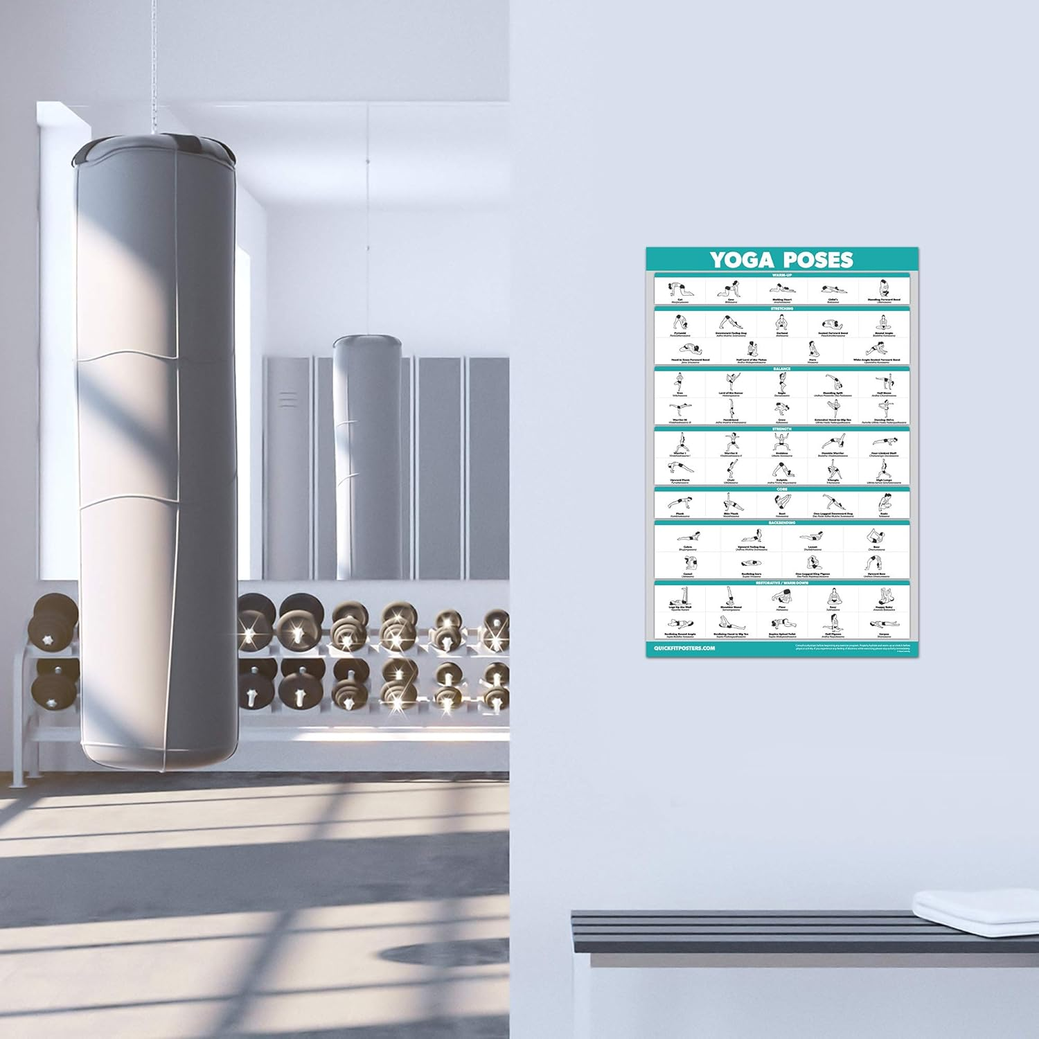 11 Pack - Exercise Poster Set: Dumbbell, Suspension, Kettlebell, Resistance Bands, Stretching, Bodyweight, Barbell, Yoga, Exercise Ball, Muscular System, Medicine Ball (Laminated, 18" X 24") image number 6