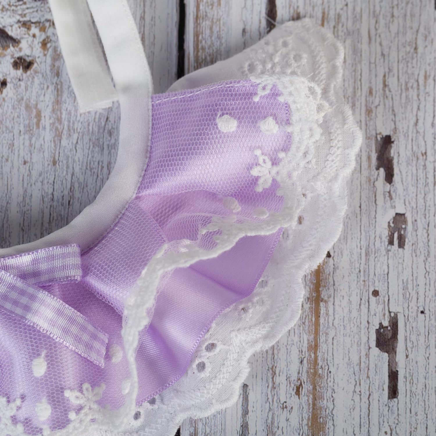 FUN LAVIE 2PCS Dog Cat Collar Water Drop Pearl Bow Lace Pet Bib Cute Scarfs Necklace Neck Strap for Pet Costume Supplies Purple image number 2