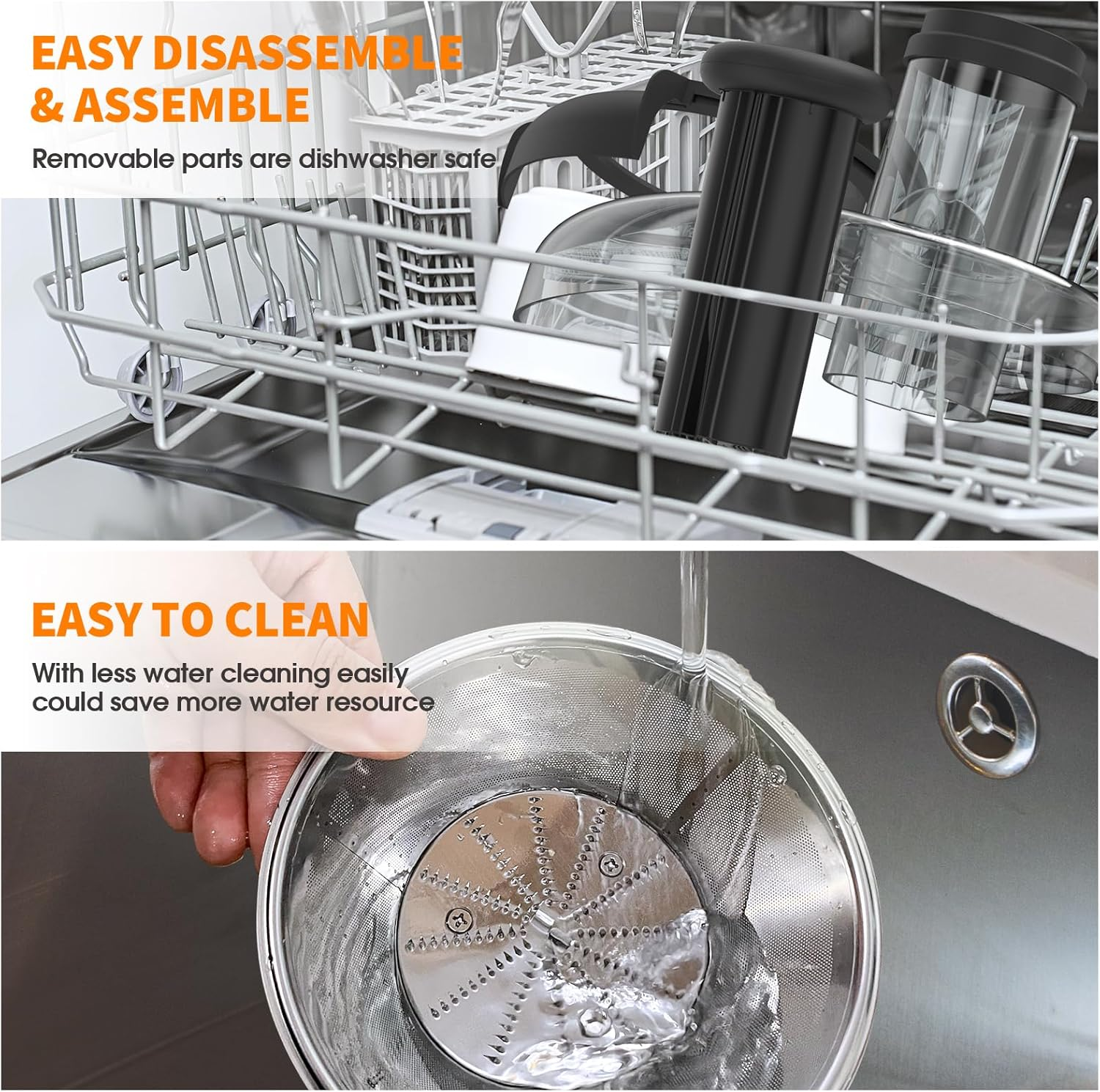 Juicer Machine, 800W Centrifugal Juicer Extractor with Wide Mouth 3.15&rdquo; Feed Chute, LCD Touch Control, Easy to Clean, Stainless Steel, Bpa-Free (Black) image number 3