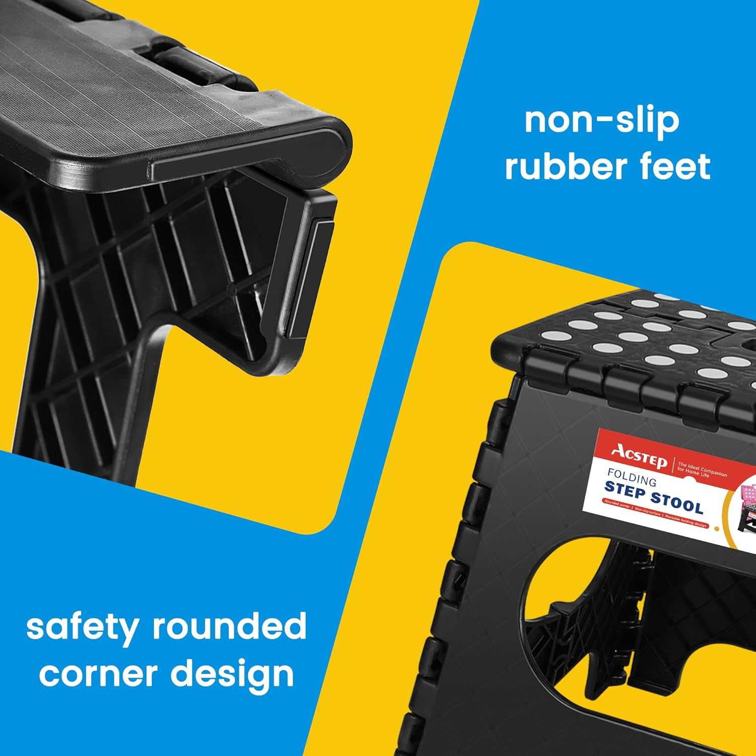 Acko 11 Inches Folding Step Stool for Kids Adults Kitchen Garden Bathroom Stepping Stool Black image number 1