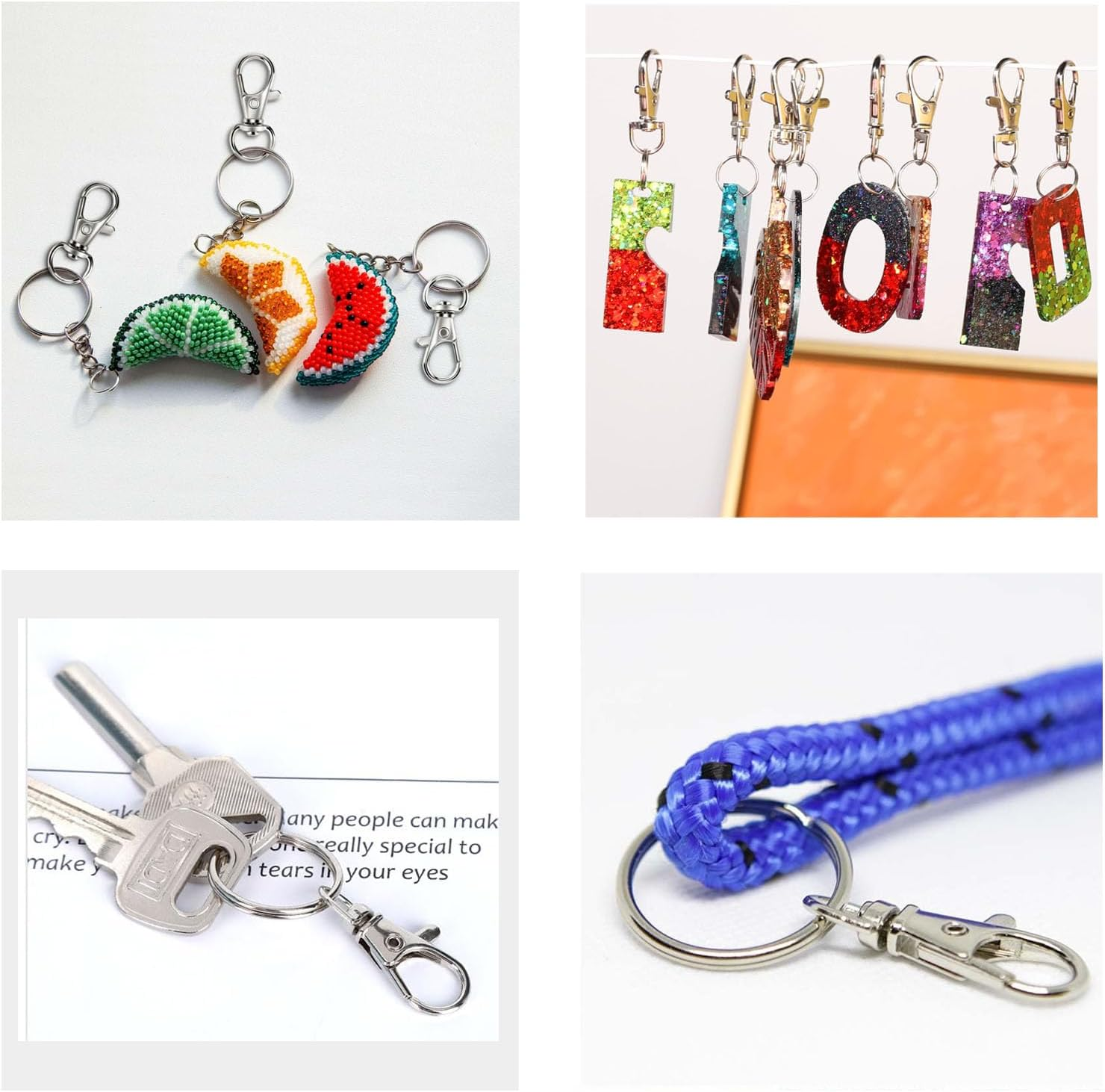 50 PCS in 25 Sets, Metal Swivel Lobster Claw Clasps with Key Rings, Metal Swivel Snap Hooks,Keychain Making Kit,Swivel Clasps Clip for Key, Jewelry Making,Art Crafts,Keychain Clip, Silver image number 2