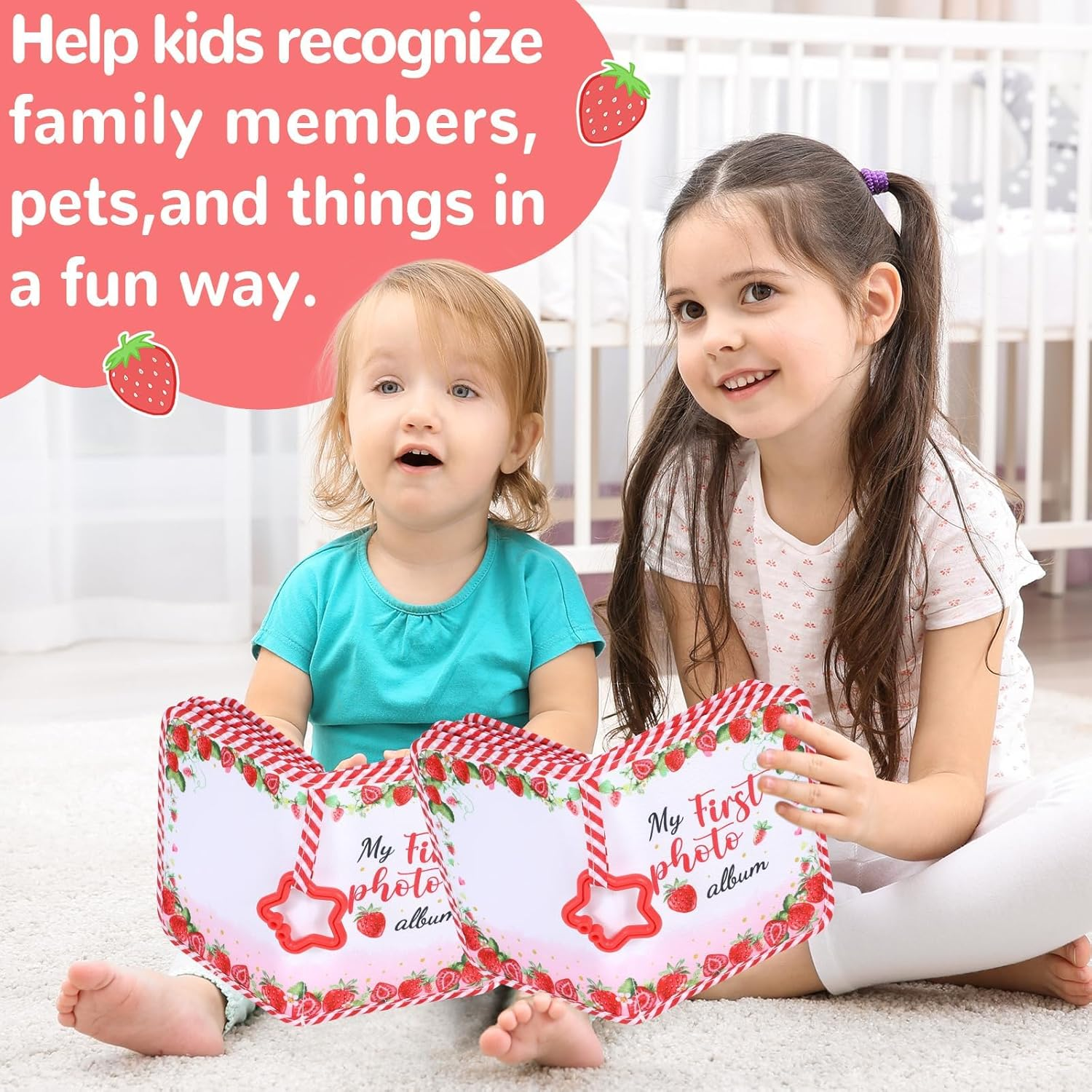 Baby'S My First Family Album Soft Photo Cloth Book Strawberry My First Book of Photos Baby Memory Album Gift Holds 4X6 Pictures for Babies Newborn Toddler & Kids Baby Shower image number 3