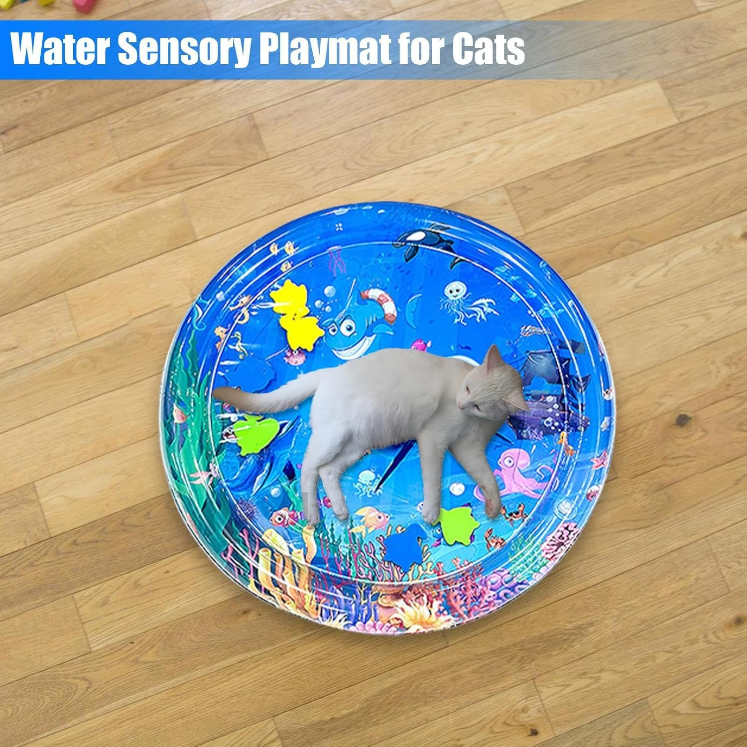 Sensory Water Mat for Cats - Cooling Mat for Indoor Cats,Cat Water Mat, Thickened Sensory Water Mat for Cats, Pet Water Sensor Pad, Water Playmat image number 2