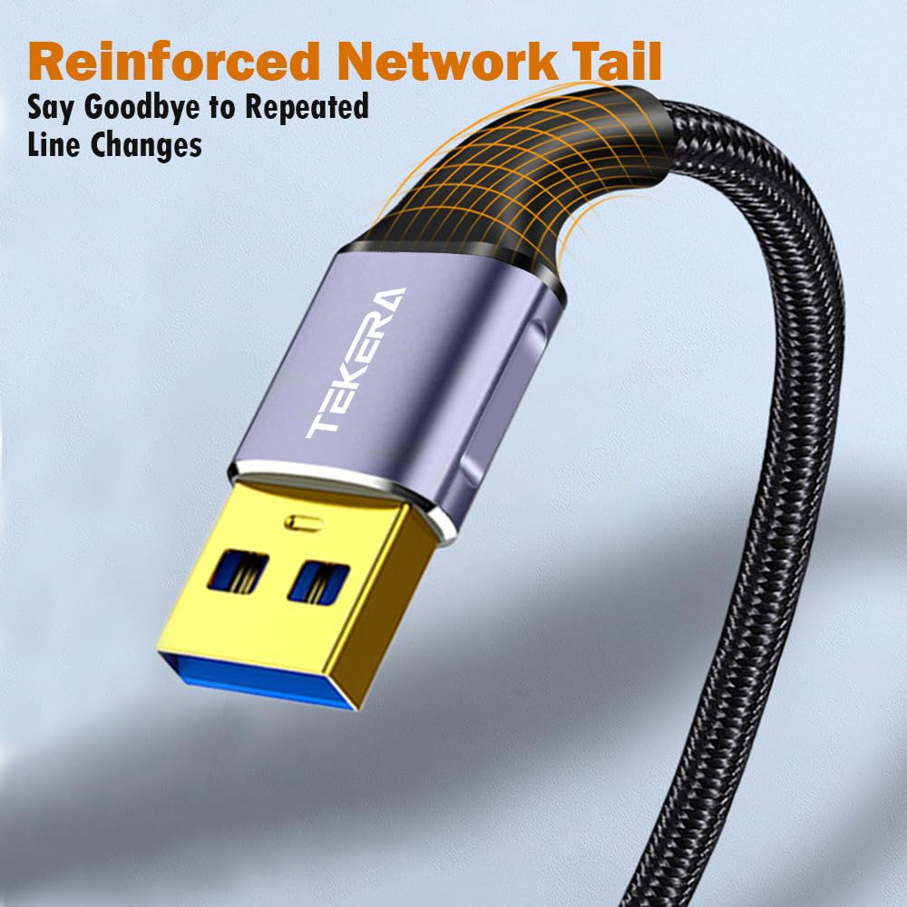 TEKERA USB Extension Cable 0.3M, High Speed USB 3.0 Extension Cord Type a Male to Female Sturdy Braided Material Fast Data Transfer Compatible with USB Keyboard,Mouse,Flash Drive, USB0431 image number 2