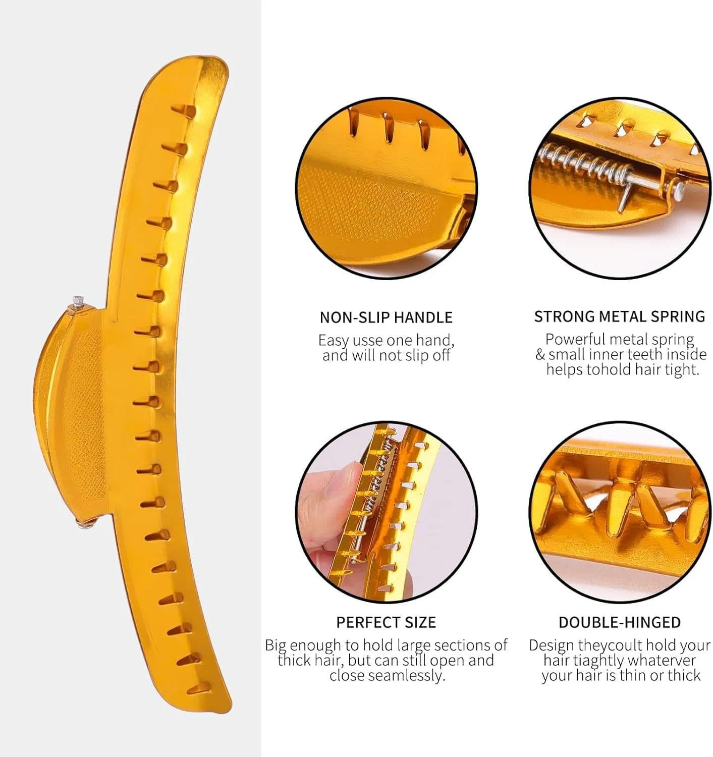 Metal Finger Wave Clips for Women, Vintage Style Small Hair Clips with Strong Grip and Comfortable Fit - 12 PCS, Ruibex （Gold） - Gold image number 3