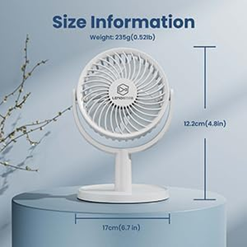 4 Speeds Small Desk Fan with Strong Airflow, Personal Portable Mini USB Fan, Quiet, 310 Degree Rotation, Detachable, Easy to Clean, Lightweight, 4 Inch, for Bedroom, Desk, Home (White, 4 Inch) image number 3