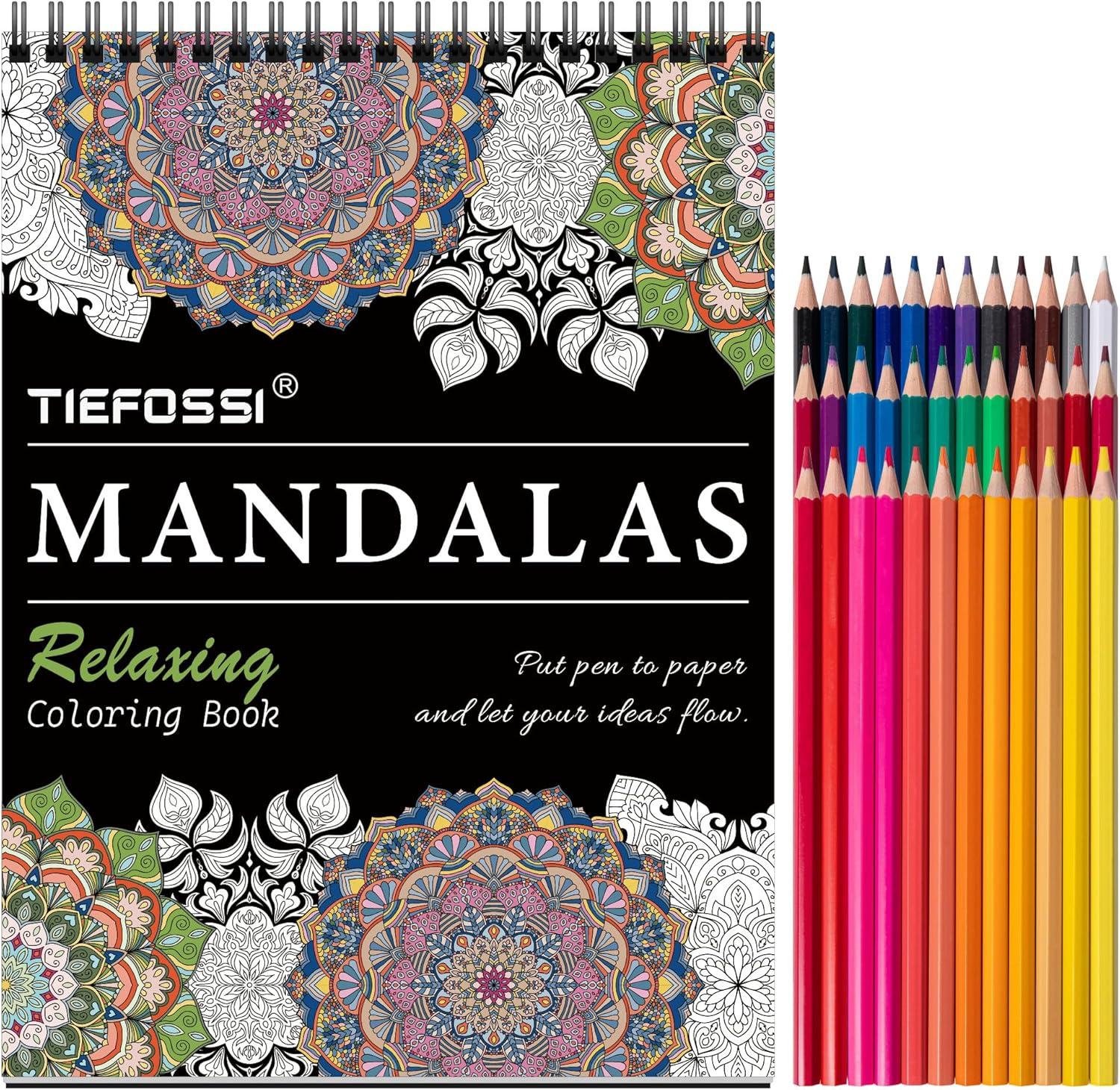 TIEFOSSI Relaxing Coloring Book, Relieving Mandala Style Pattern for Anxiety Relief, 160 GSM 60 Original Tearable Mandala Patterns and Designs for Women Men