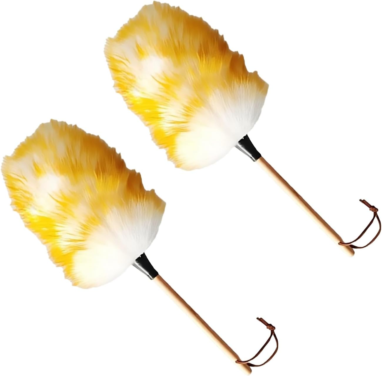 AIMALL 2PCS Natural Lambswool Duster for Cleaning, 15In/18.9In Fluffy Wool Duster with Bamboo Handle, Soft Non-Scratch Surface, Flexible Head for Home Car Dusting image number 6