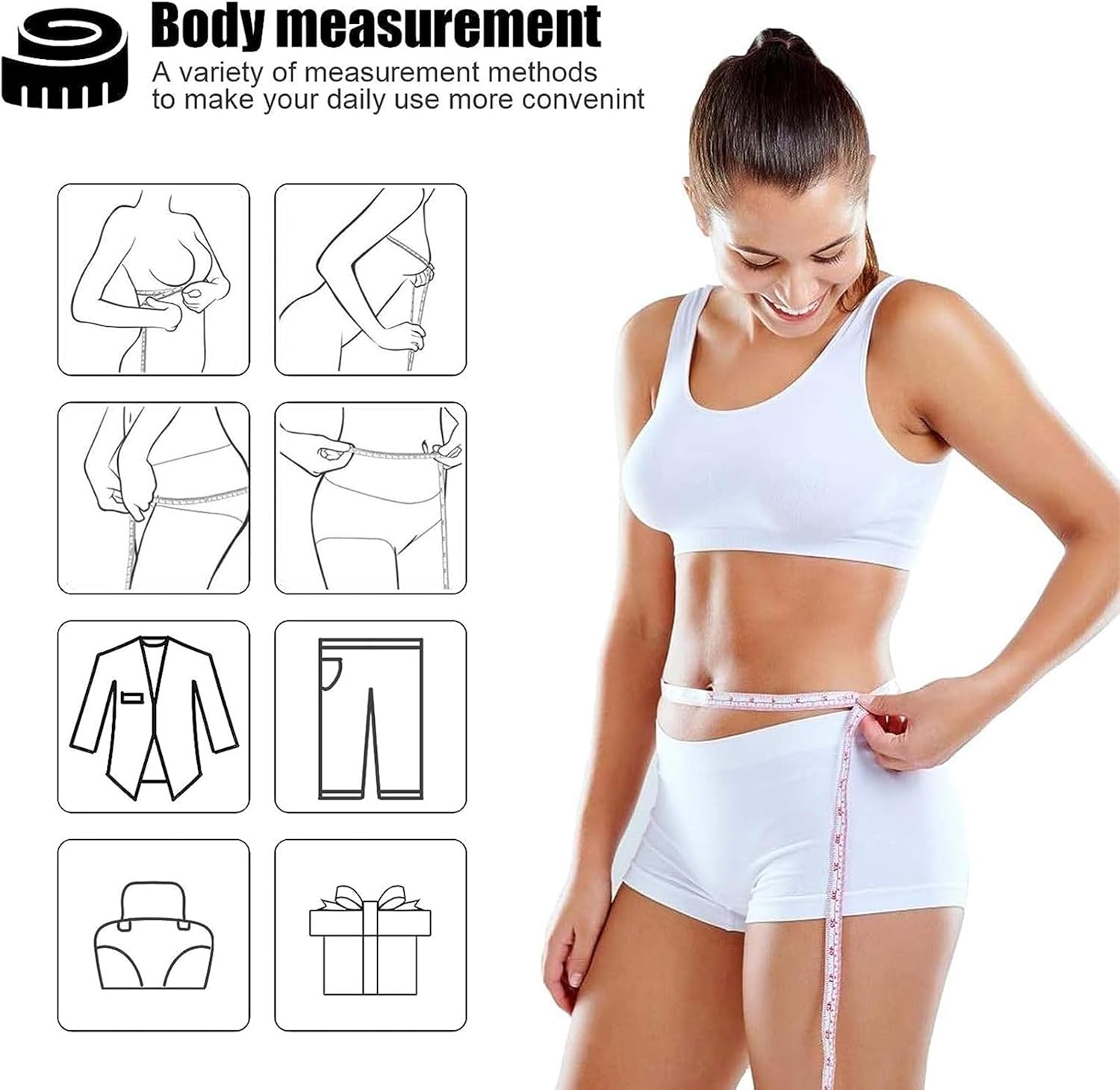 Body Measure Tape-Retractable Digital Body Measuring Tape for Weight Loss, Muscle Gain, Fitness Bodybuilding-150 Cm image number 5