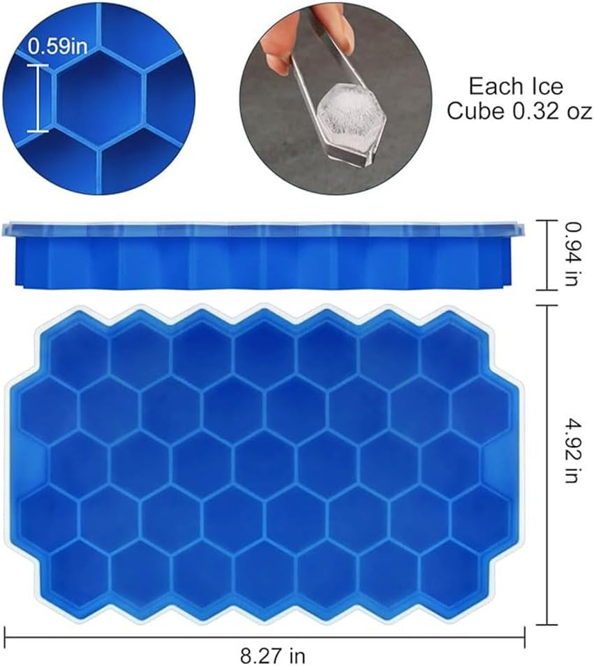 Silicone 37-Ice Cube Trays Molds with Sealing Lid Easy-Release Reusable Ice Cube for Bar,3 Packs Black.Green and Purple image number 4
