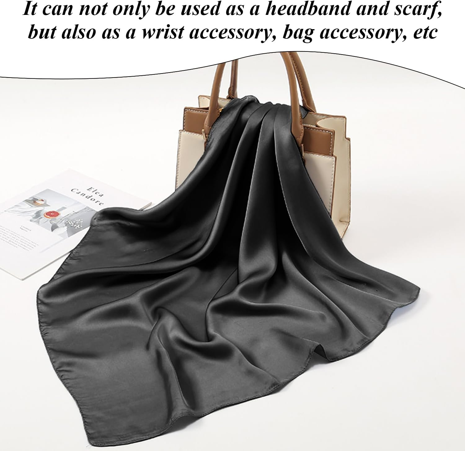 OAOSDH 2-Piece Headband and 2-Piece Scarf, Retro Headband, Bow Headband, Simple and Versatile Scarf, Clothing Accessories., Black, 1 St&uuml;ck (1Er Pack)