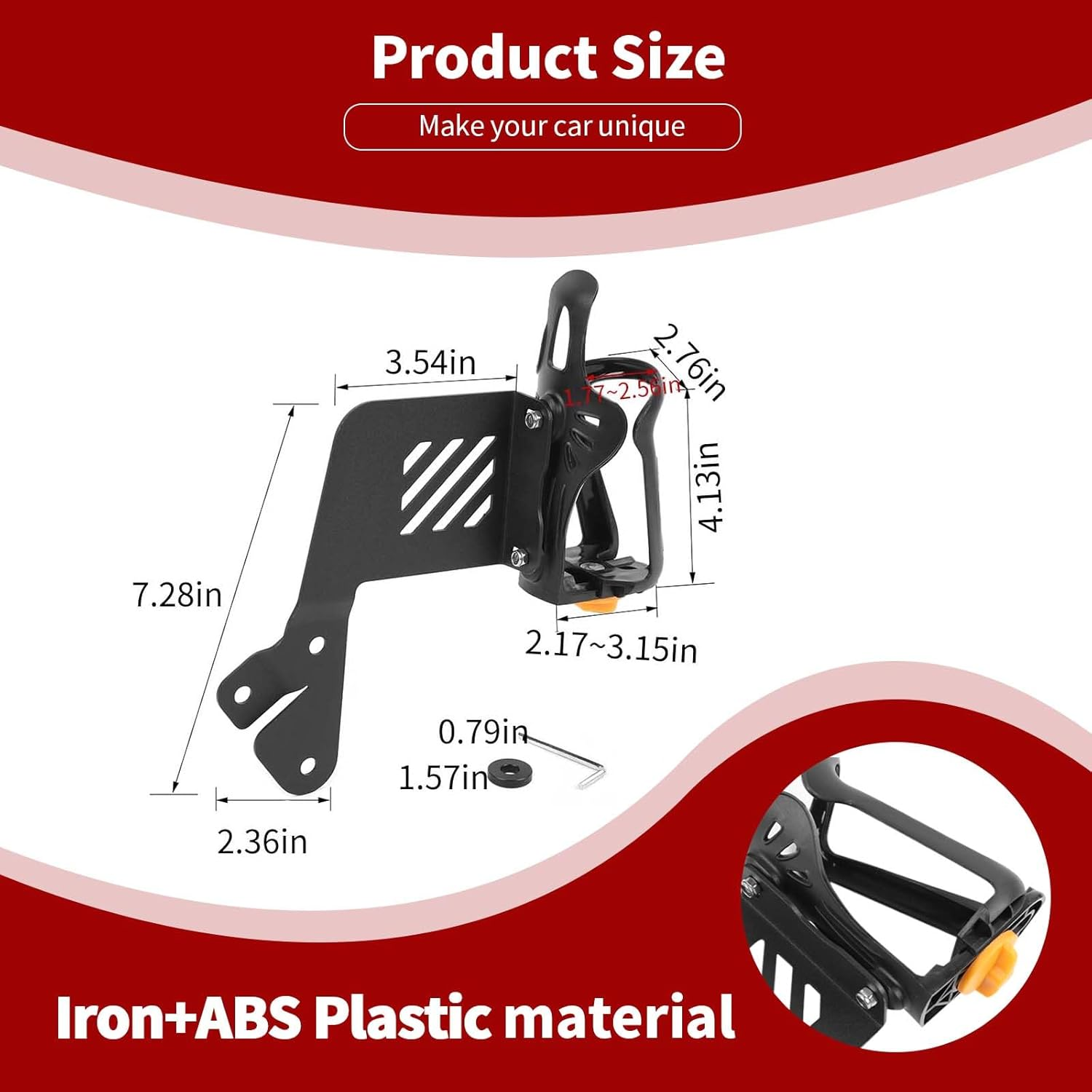 PDKLIN for Jeep JL Front Door Side Cup Holder for Jeep Wrangler JL Jlu/Gladiator JT 2018-2024 Accessories Passenger Cup Holder (Right) image number 3