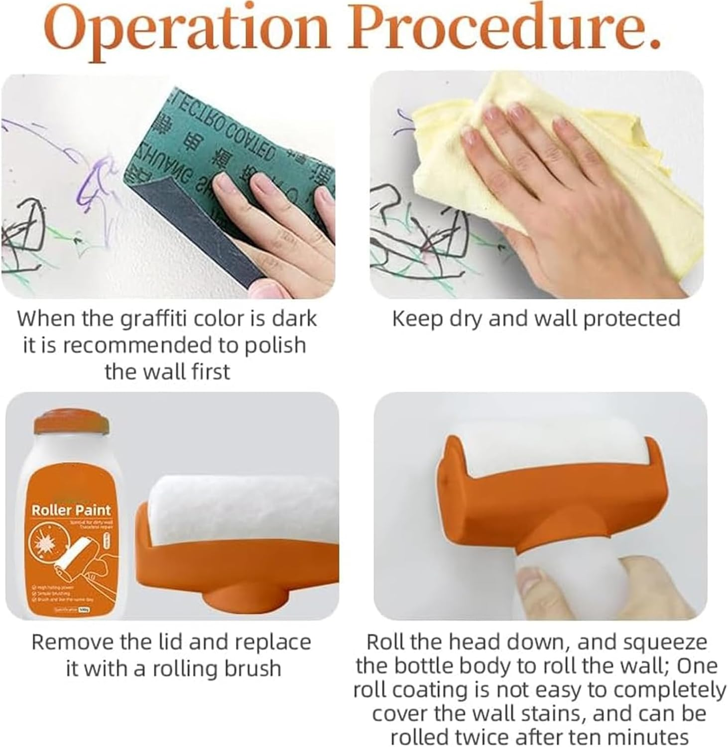 Turboroller Nexa, Nexa Turbo Roller, Turbo Roller White Paint for Interior Wall Repair, Water-Based Latex Walls Paint, Instant Wall Touch-Ups, to Surface-Level Damage (White,0.5 Liters) - Beige image number 4