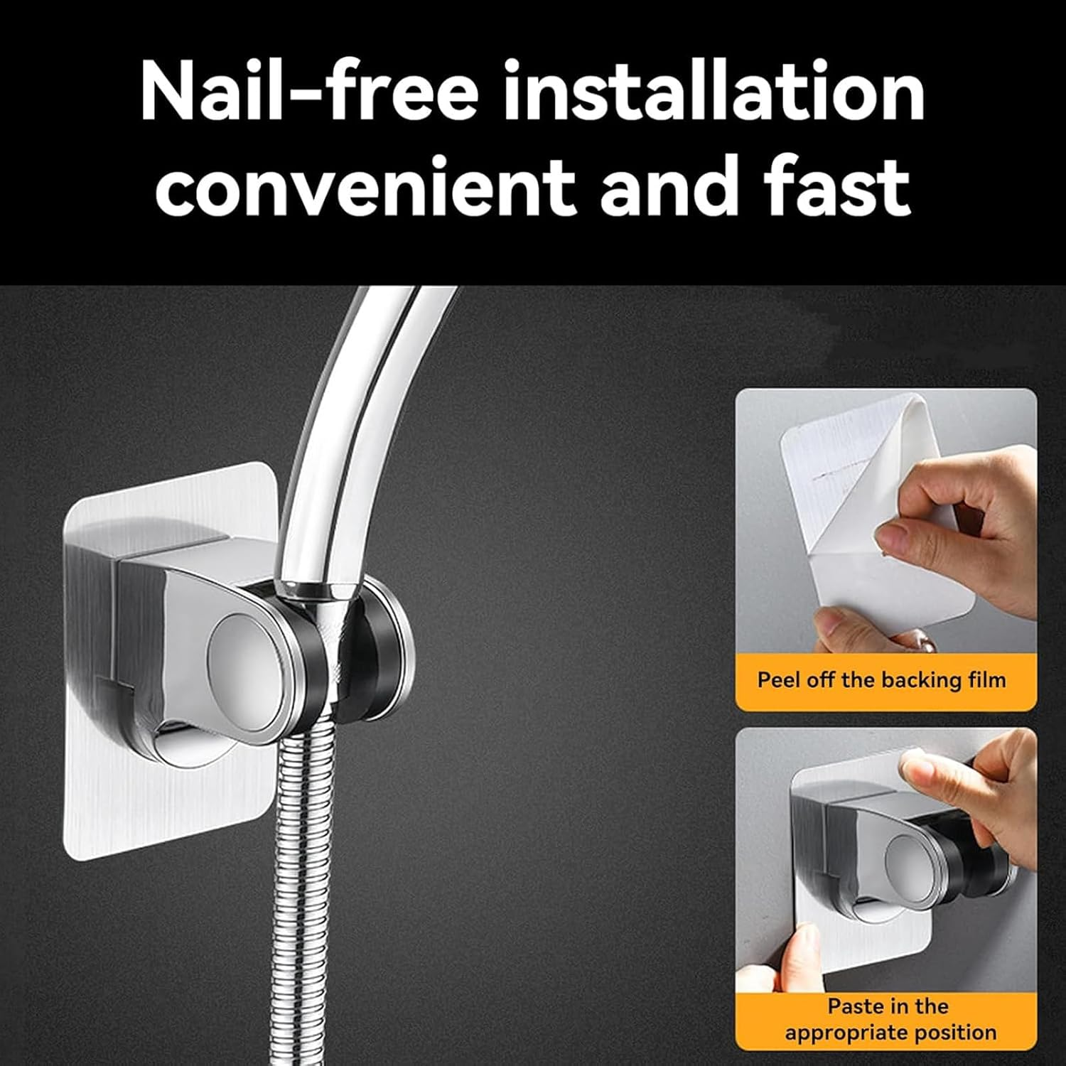 Shower Head Holder, No Drill Mount Shower Accessories, Adjustable Angle Gutter Mount for Bathroom, Shower Enclosure Corner Holder, Universal Shower Arm Bracket
