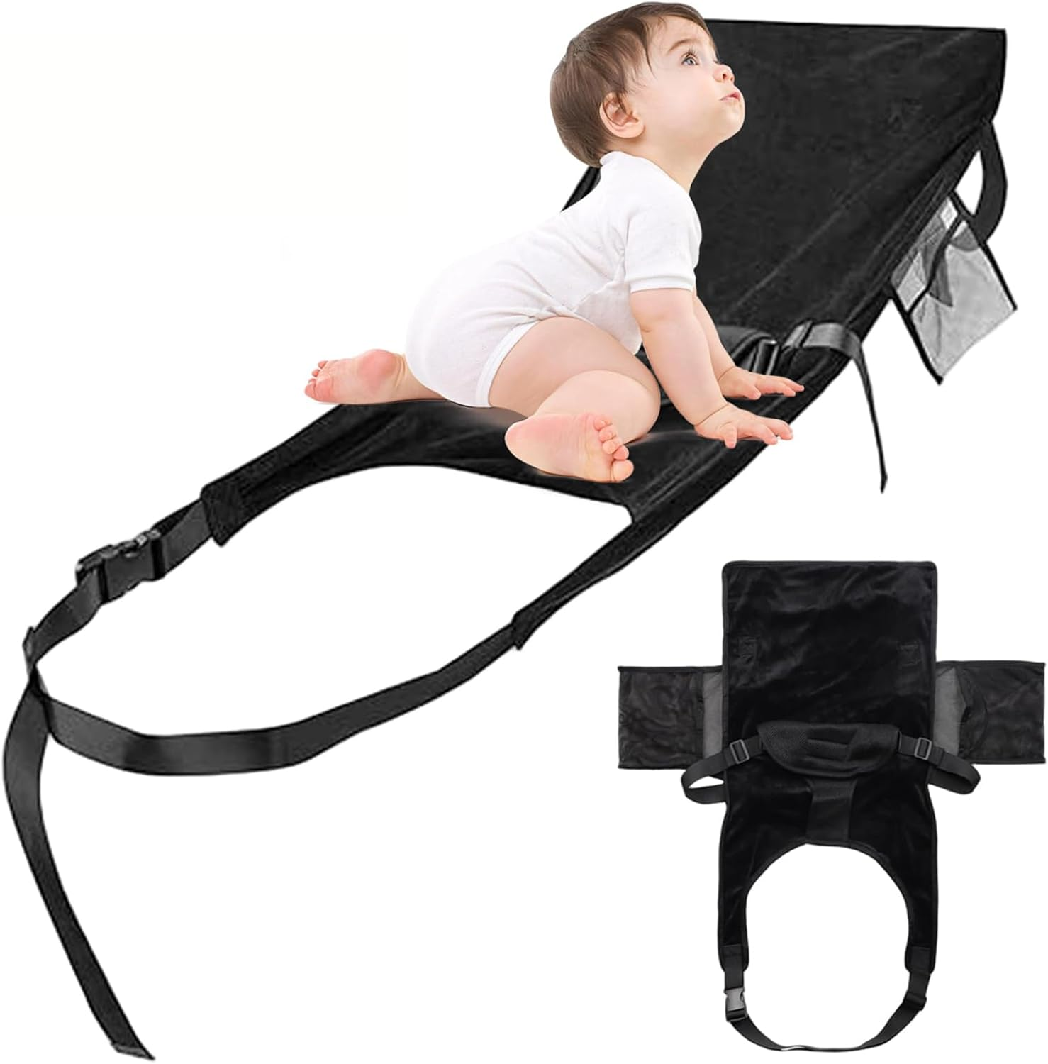 Toddler Airplane Bed, Portable Travel Toddler Bed Essentials, Soft Airplane Seat Extender for 1-4 Years Old, Lightweight and Compact for Airplane, Car, and Family Trips (Black) image number 5