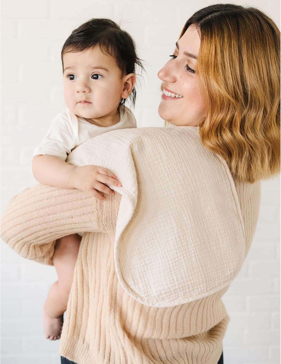 Konssy Muslin Baby Burp Cloths Sets for Unisex- 6 Pack Large 100% Cotton Burping Clothes for Newborn，Baby Girls and Boys - Blue image number 4