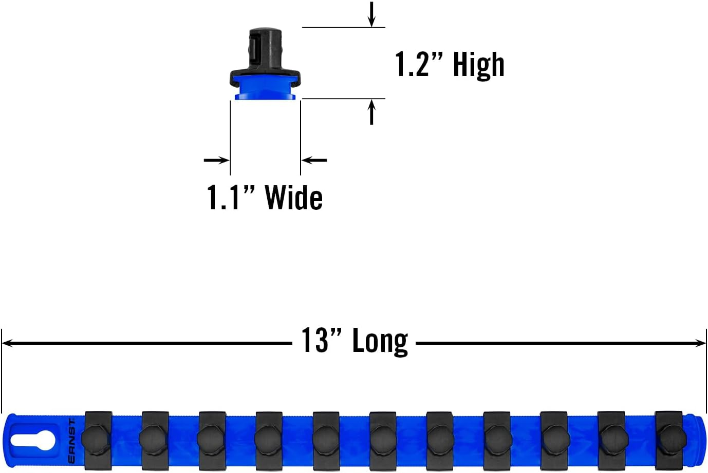 Ernst Manufacturing - 8419-Blue-1/2 13-Inch Socket Organizer with 11 1/2-Inch Twist Lock Clips, Blue image number 3