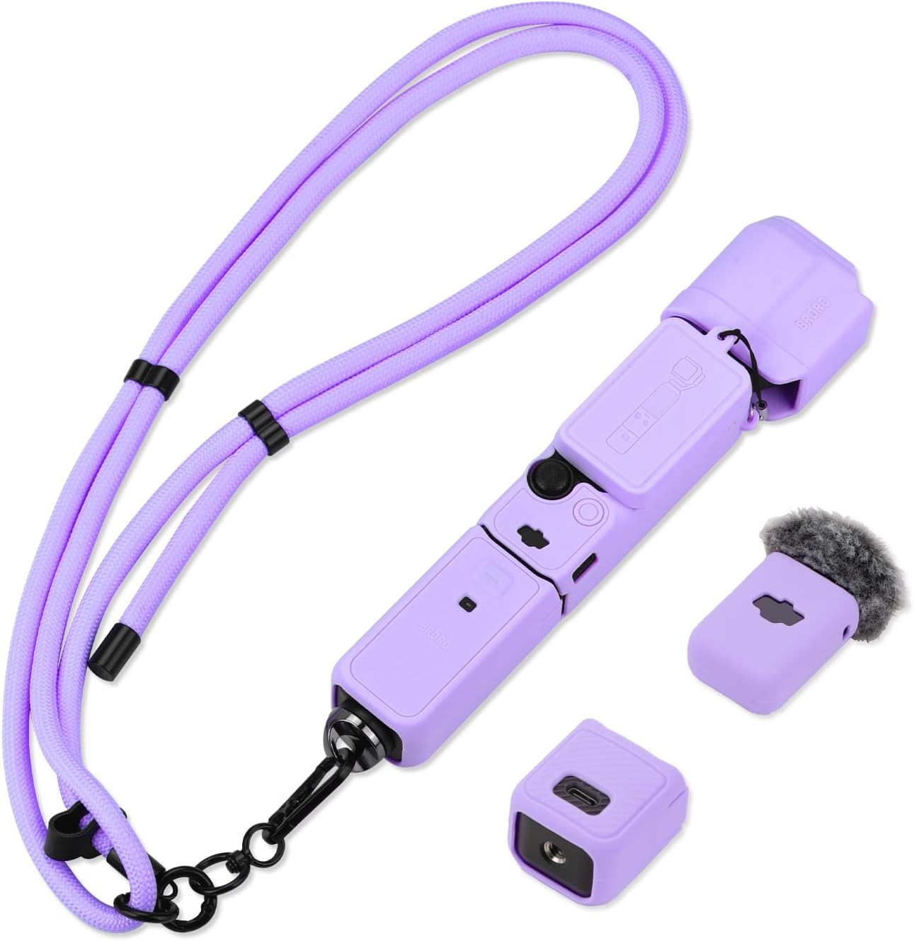 Flymile Pocket 3 Silicone Cover & Neck Lanyard, Protective Sleeve Case Lens Protector Scratch-Resistant Adjustable Easy Carry Crossbody Strap for DJI OSMO Pocket 3 Creator Combo Accessories(Purple) image number 4