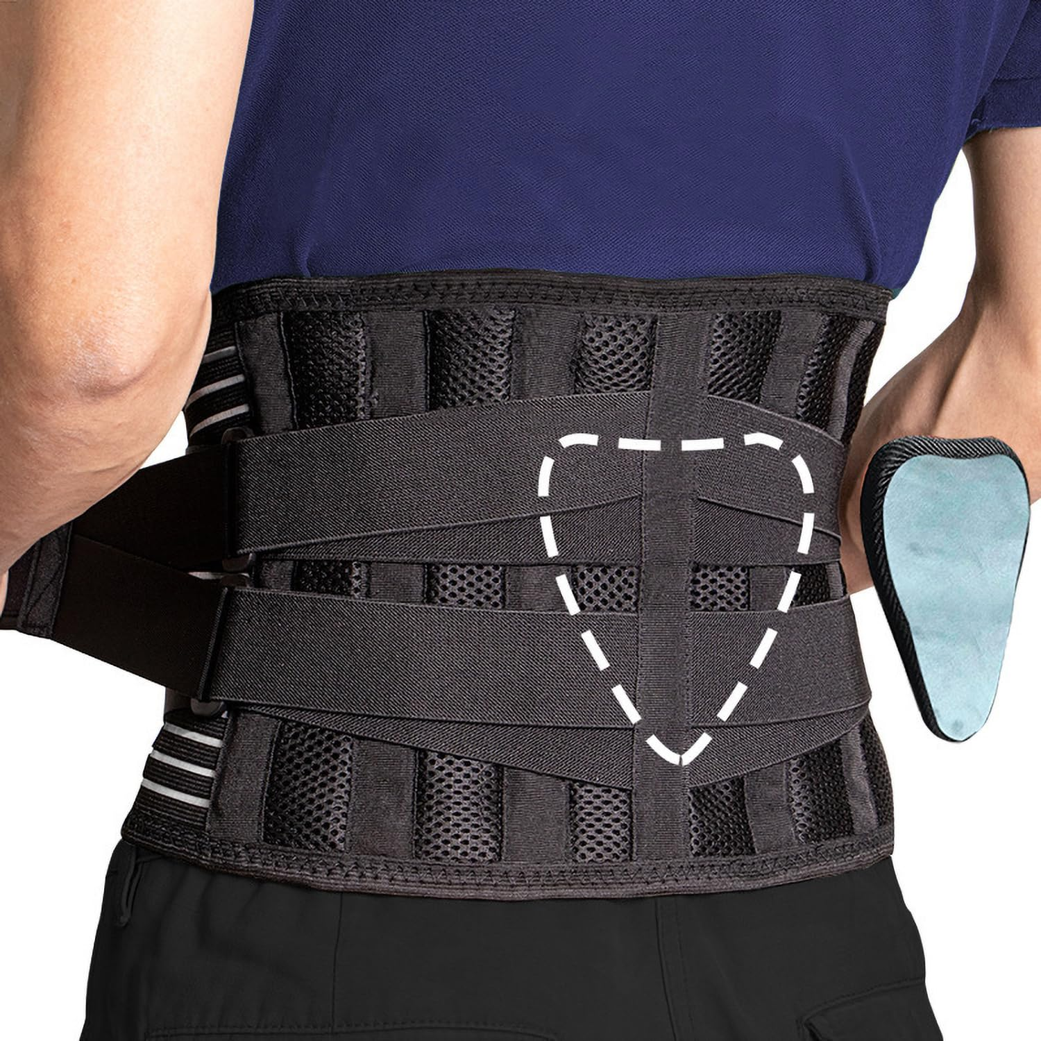Back Braces for Lower Back Pain Relief with 6 Stays, Breathable Back Support Belt with Lumbar Pad for Men/Women for Work, Anti-Skid Lumbar Support Belt with 16-Hole Mesh for Sciatica (L) image number 6