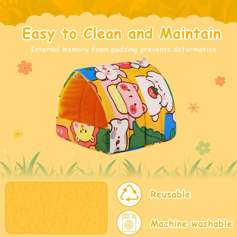 HOTUT Guinea Pig Bed,2Pcs Cave Cozy Hamster Small Animal Beds Hideout,Warm Guinea Pig House,Washable Small Animal House Cage Accessories for Chinchillas,Hamsters,Dwarf Rabbits