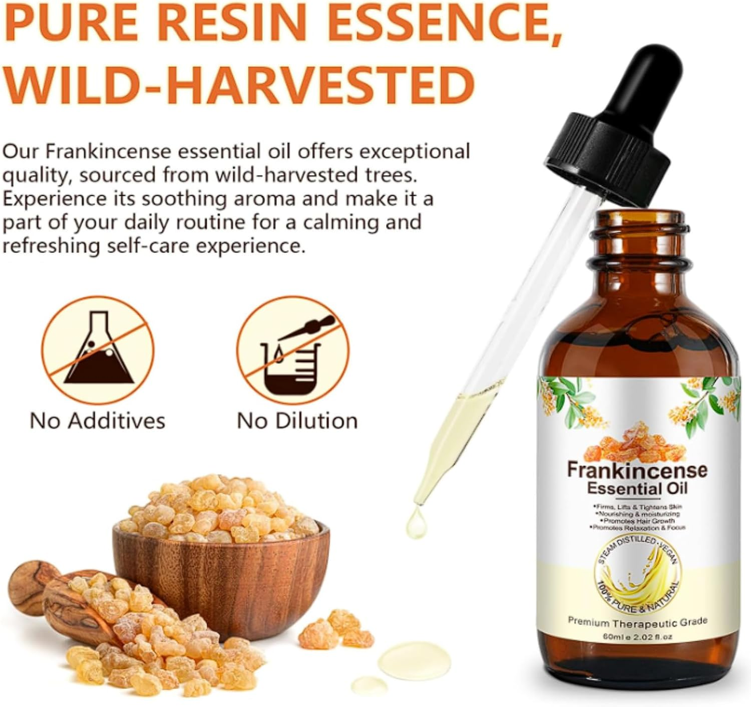 Frankincense Essential Oil from Resin Extract, Face & Body Moisturizer for Hydrating & Nourishing, anti Aging Wrinkle Care, Hair Care, Essential Oils Aromatherapy & Massage (1Pcs)