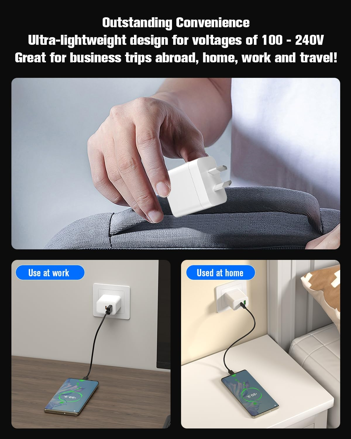 SCHITEC 2-Pack USB C Fast Charger, 5V/2A USB-C Wall Charger Plug Power Adapter Compatible with Iphone, Ipad, Samsung, Pixel, Galaxy, HTC image number 3