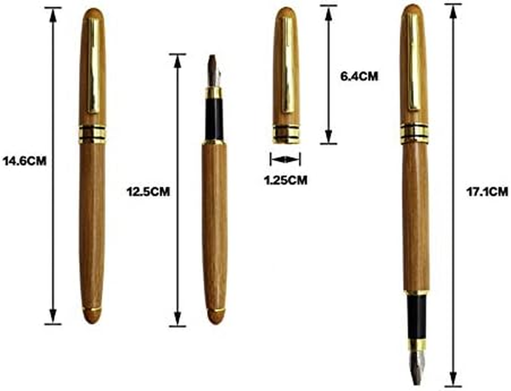 Calligraphy Fountain Pen Set - 5 Sizes, Stub Tip, Bamboo Handle, Piston Ink Container, Multi-Language Art Pen for Gothic, Italic, Arabic Fonts (2.9Mm)