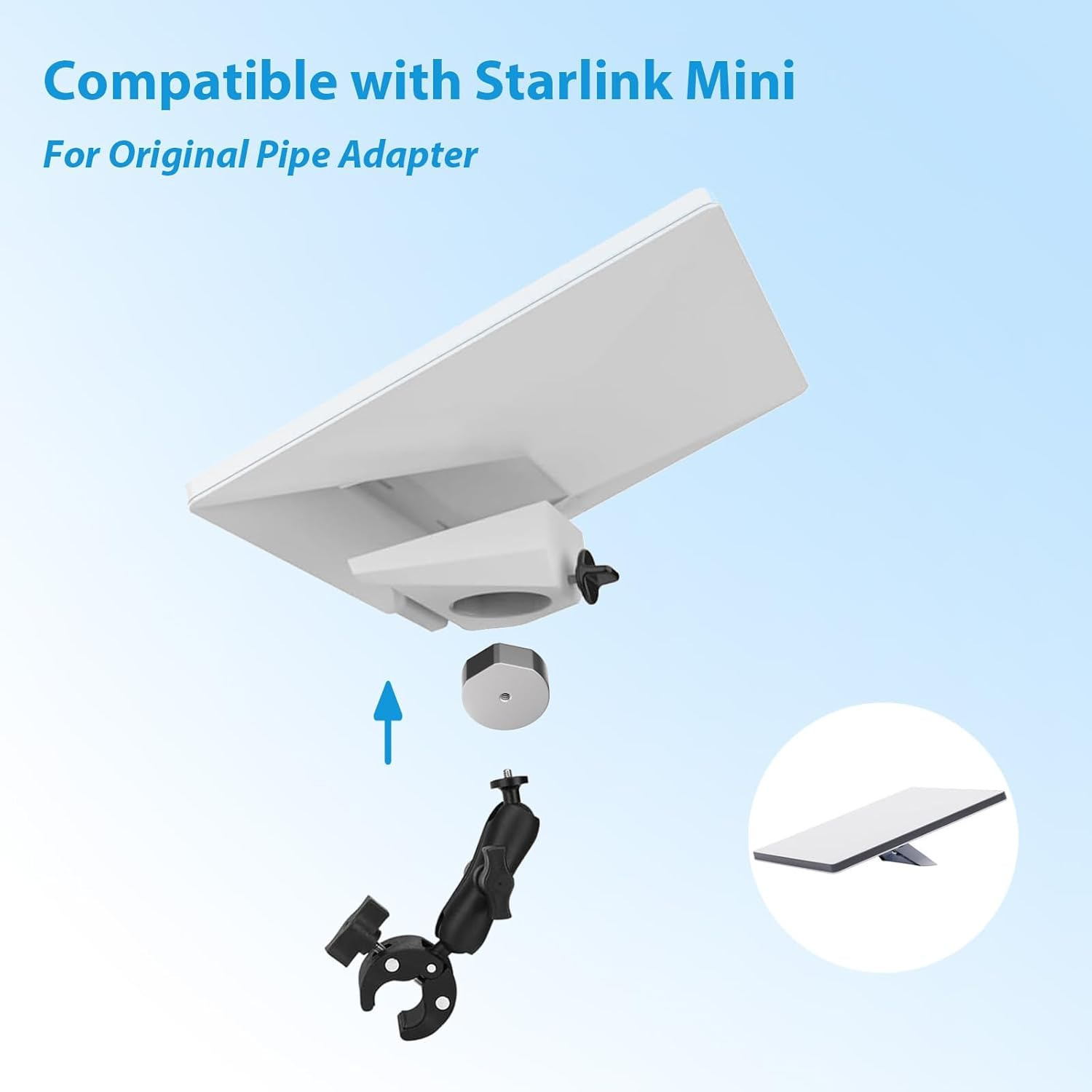 Starlink Mini Mount, Starlink Gen 3 RV Ladder Mount, Starlink Mini Roof Mount, Adjustable V3 Mount for Rv/Yacht/Camper/Guardrails, Starlink Mini Accessories Kit, Compatible with Original Pipe Adapter image number 4