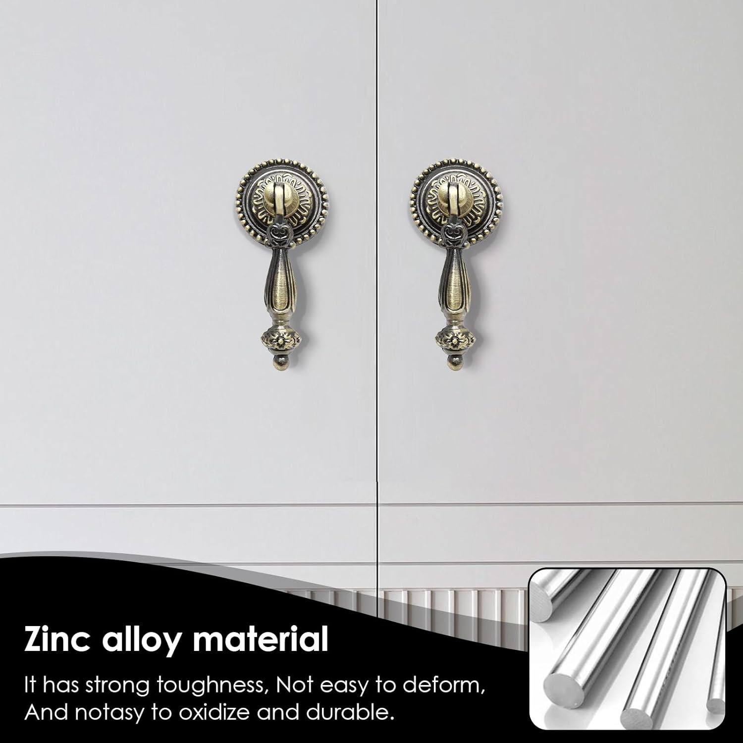 Chris.W 4 Pack Antique Bronze Cabinet Pull Handles &ndash; Vintage Tear Drop Drawer Knobs, Decorative Metal Pulls for Dresser, Cupboard, Closet, Furniture(Screws Included) image number 6