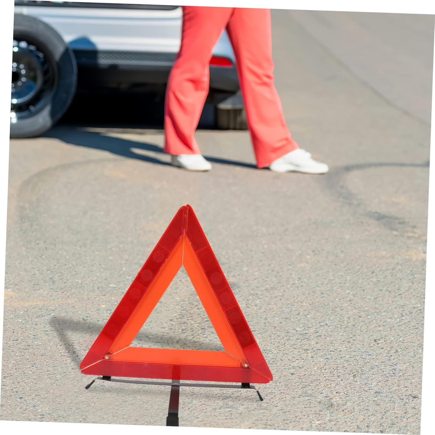 KICHOUSE Warning Triangle Reflective Roadside Triangles Reflector Car Essentials image number 2