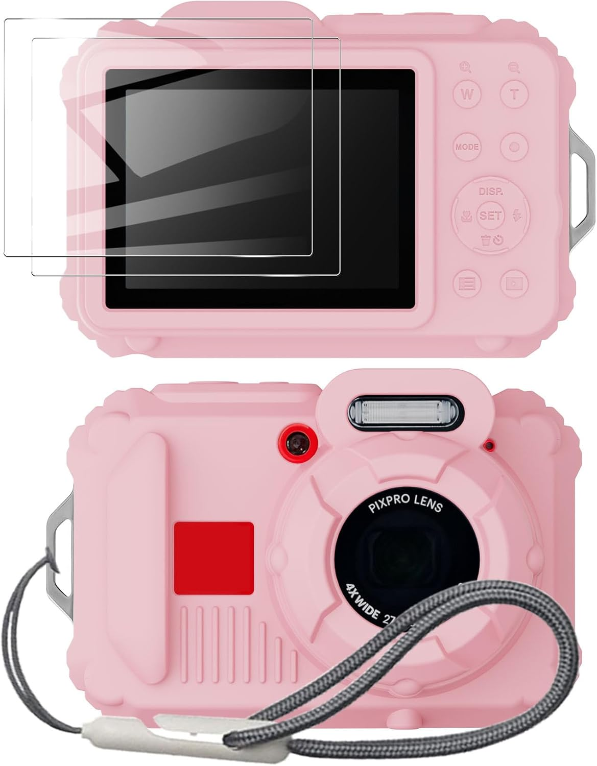 Tedubax Silicone Case for Pixpro Wpz2 Digital Camera with 2PCS Screen Protector and Lanyard - Pink