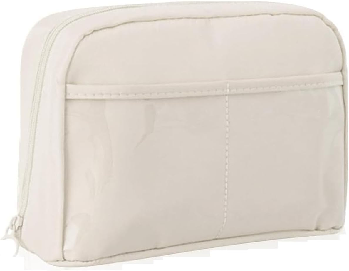 Limcryspp 1 Piece Large Capacity Pencil Case, Large Pencil Case, College Pencil Case, School Pencil Case, Pencil Case with Lattice (White)