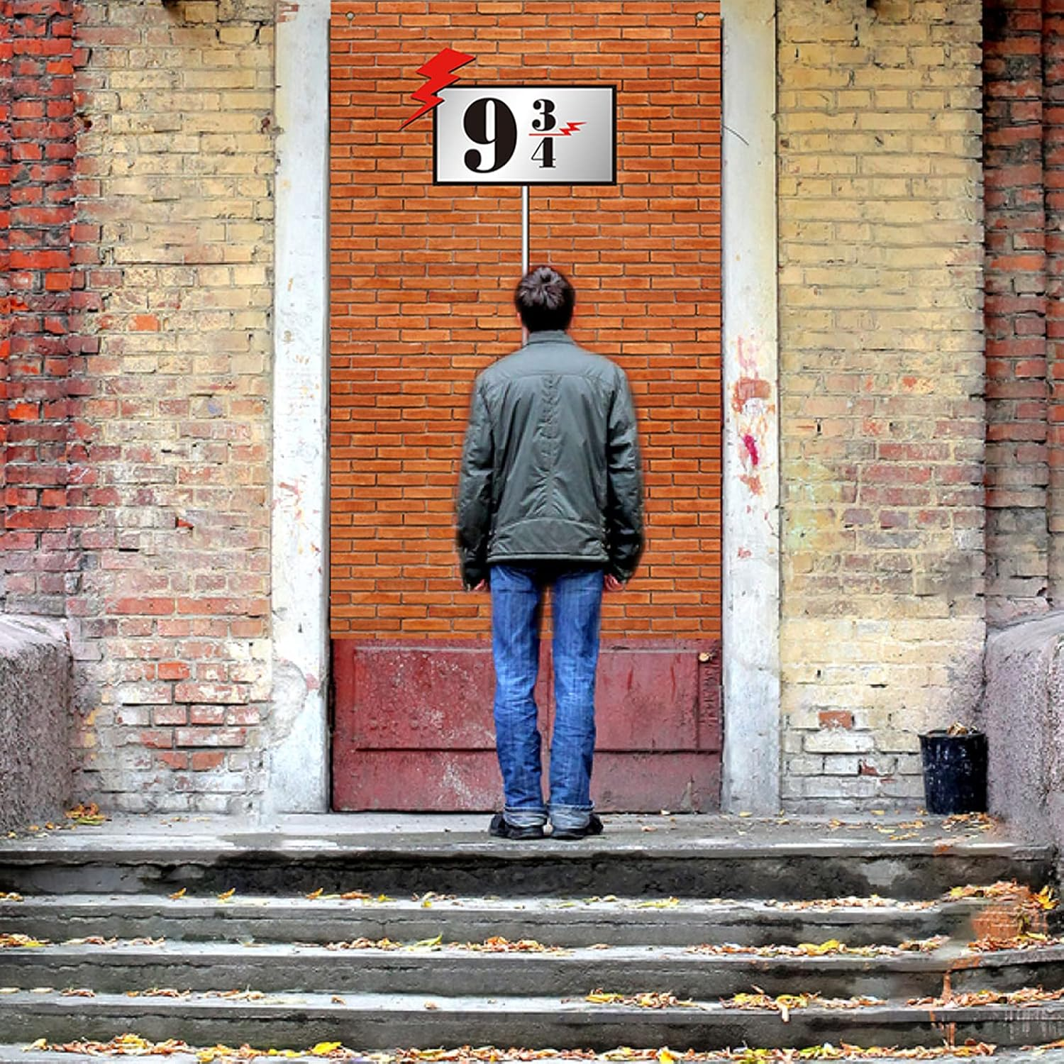 WEDNOK Platform 9 and 3/4 Brick Wall Party Backdrop Magic School Decorative Red Brick Wall Background Banner for Party Decoration Take Photo Indoor Outdoor Children Adult Birthday Gift