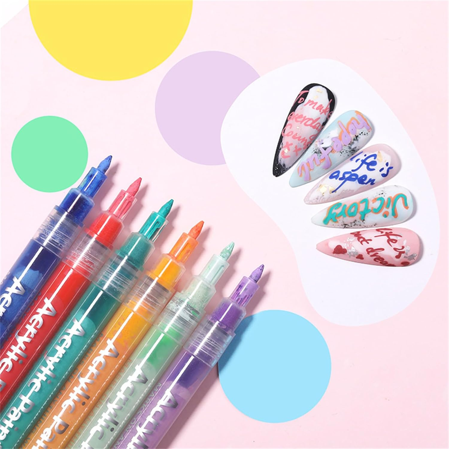 Dynaeuty 3D Nail Art Pens Set, 18 Colours, Quick Drying Acrylic Paint, Dotting Tools for Nail Design (Multicolor#A) image number 5