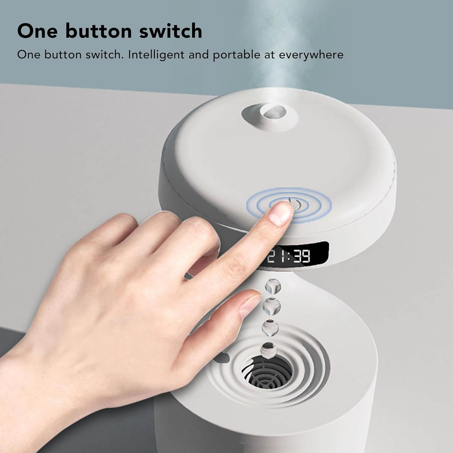 Anti Humidifier - Quiet & Fine Misting & Leakage Proof 800Ml Capacity Water Drop Humidifier, USB Powered Mist Humidifiers Ideal for Home, Bedroom, Office (White) - Green image number 2