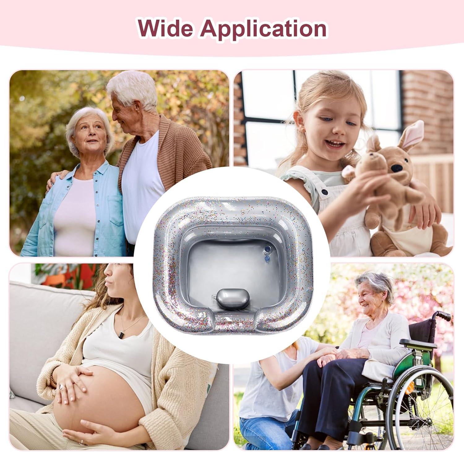 Inflatable Hair Washing Basin, Portable Shampoo Bowl with Pillow and Drain Hose, Hair Washing Basin for Bedridden, Disabled, Injured, Perfect for Dreadlocks, Curly Hair, Thick Hair (Grey) image number 3