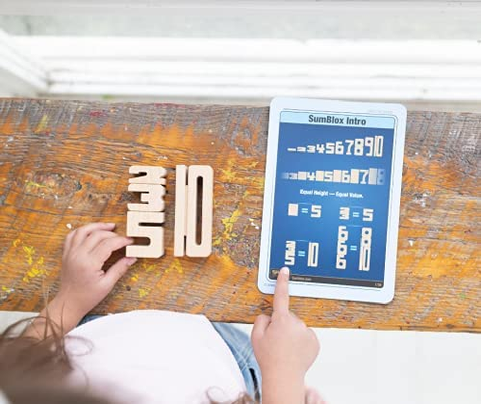 Sumblox Mini (Starter Set) - 38 Mini Math Building Blocks, STEM Solid Wood Educational Numbers. Includes Wooden Box, and 36 All-New Activity Cards. image number 4