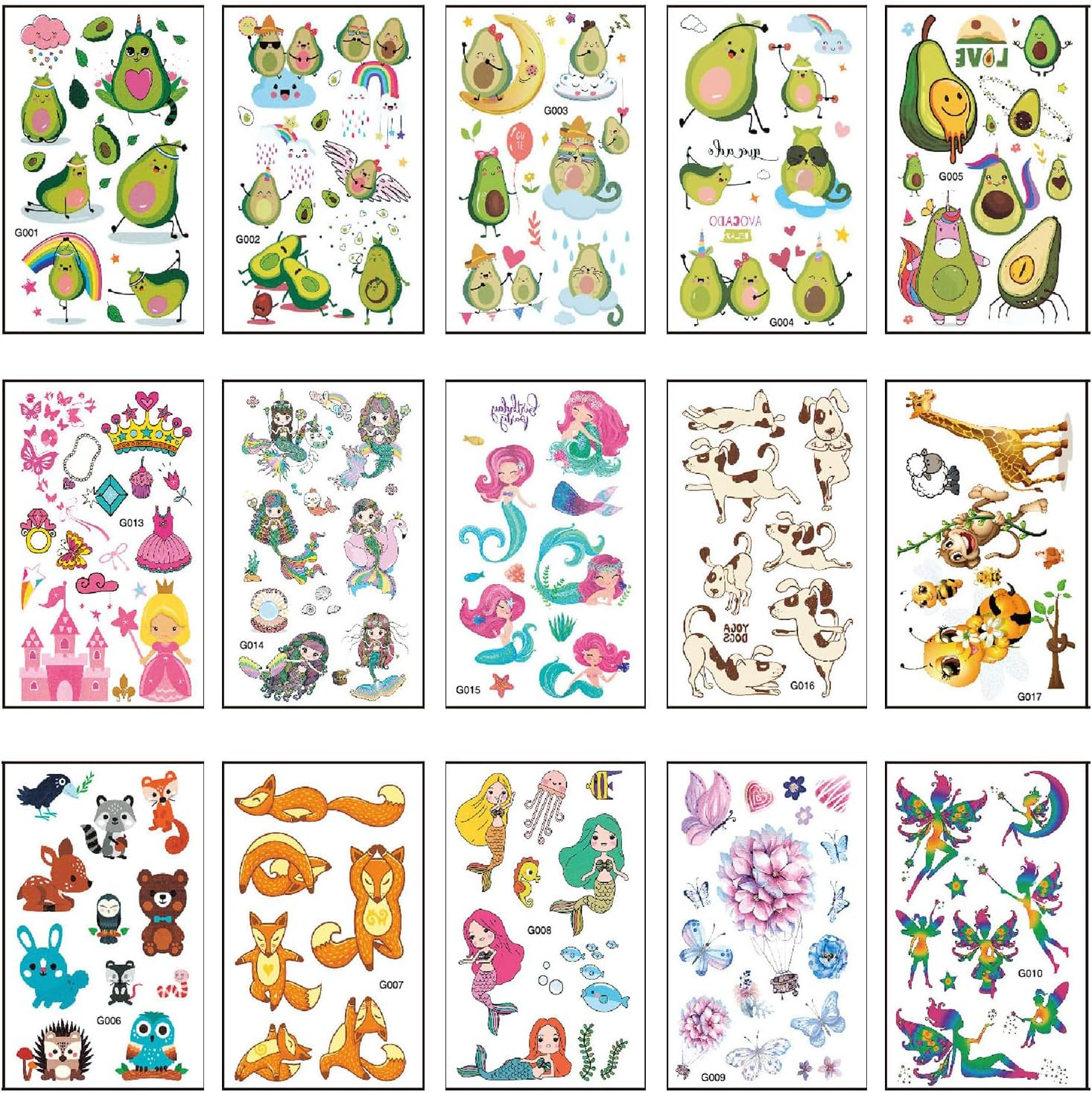 60 Sheets Cute Temporary Tattoos Fake Tattoo for Kids Children Toddlers Boys Girls image number 4