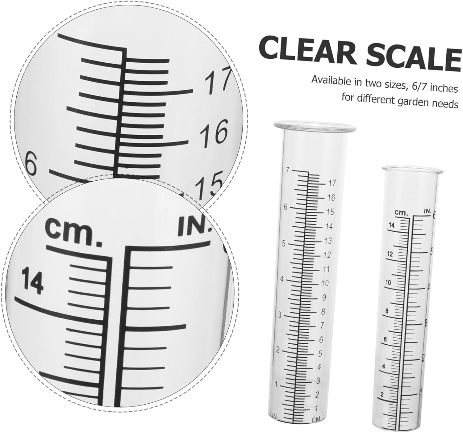 Ibasenice 2Pcs Transparent Shaped Rain Measuring Tubes Plastic Rain Gauges for Garden Supplies Accurate Precipitation Measurement Tools image number 5