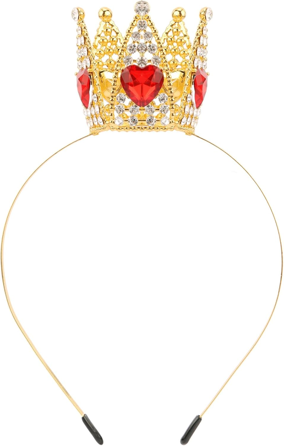 Tihebax Queen of Hearts Crown Headband for Women Girls - Gold and Red Peach Queen of Hearts Costume Accessories Princess Peach Crown Tiara for Halloween Cosplay Parties image number 1