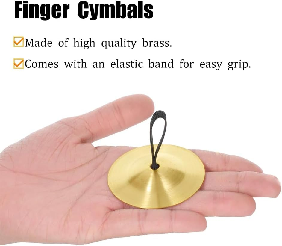 6 Pcs Finger Cymbals, Brass Musical Instrument, Percussion Zills Instruments, Finger Cymbals Brass Finger Dancing Zills Musical Instrument Dancing Belly Dancer Finger Dance Accessories image number 6