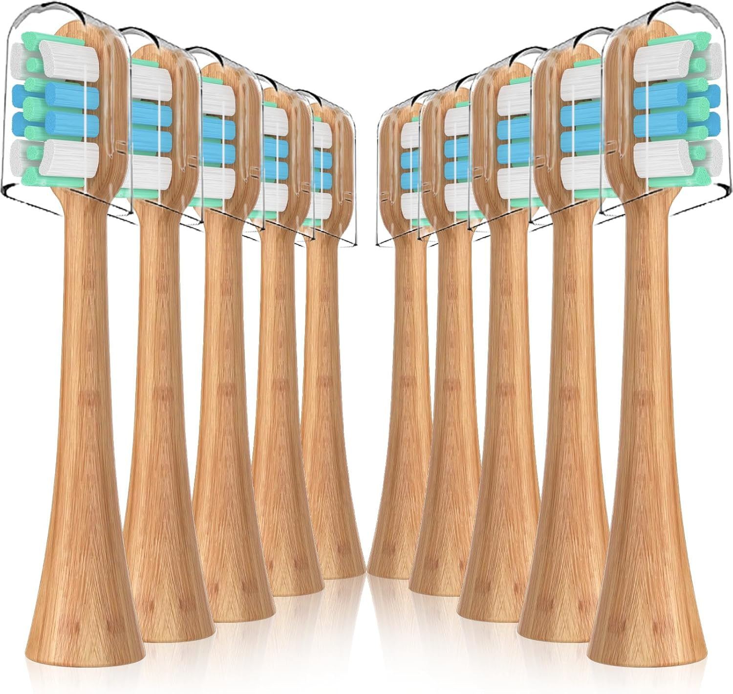 10 Pack Bamboo Replacement Electric Toothbrush Heads Compatible with Philips Sonicare Snap-On Electric Toothbrush, Eco-Friendly Toothbrush Refills Fit for Sonicare Handle (Bamboo, M) image number 5